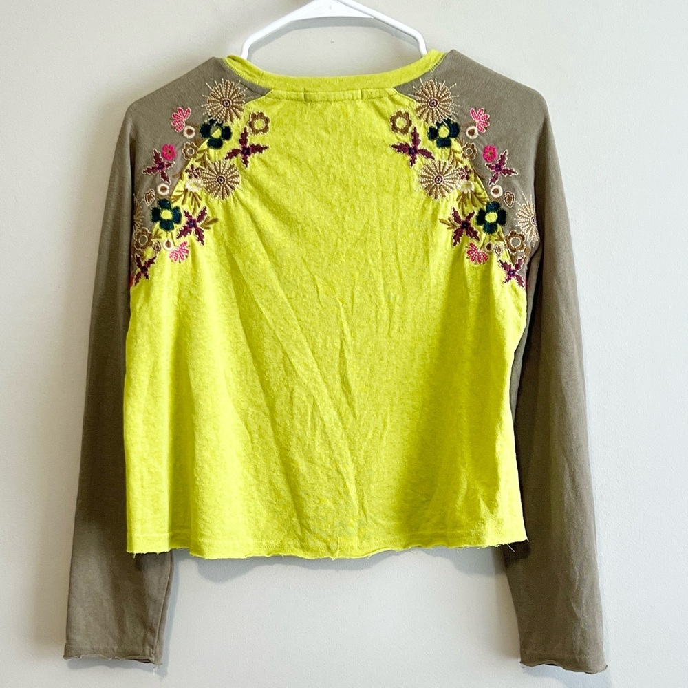 Natural Life Floral Embroidered Long Sleeve Raglan Top - Picture 2 of 5